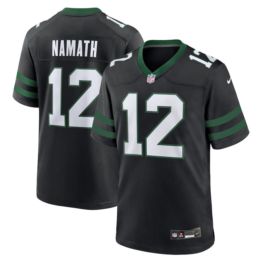 Men New York Jets #12 Joe Namath Nike Legacy Black Alternate Retired Player Game NFL Jersey->new york jets->NFL Jersey